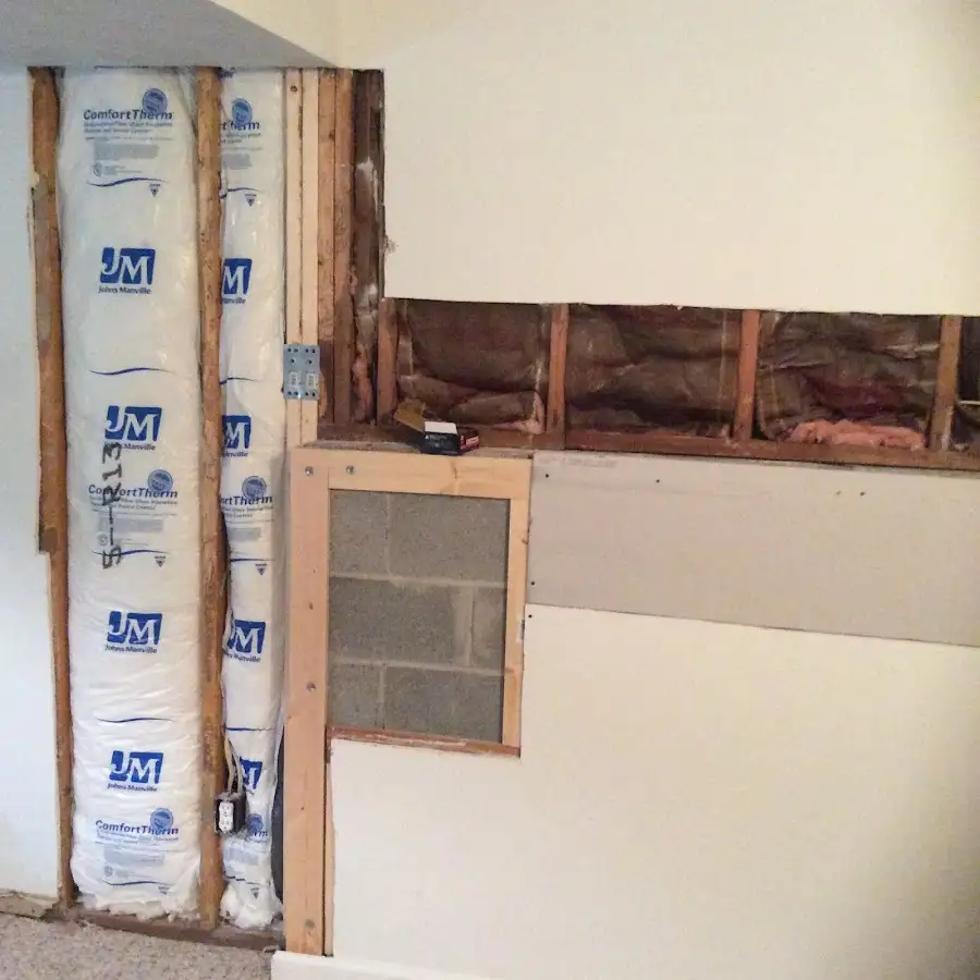 Wall insulation replacement during Basement Flood Cleanup in East Aurora